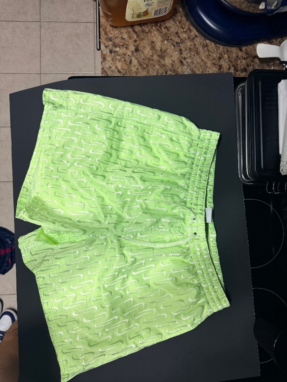 Nike Men’s All-Over Swoosh Shorts – Lime Green – Size Large